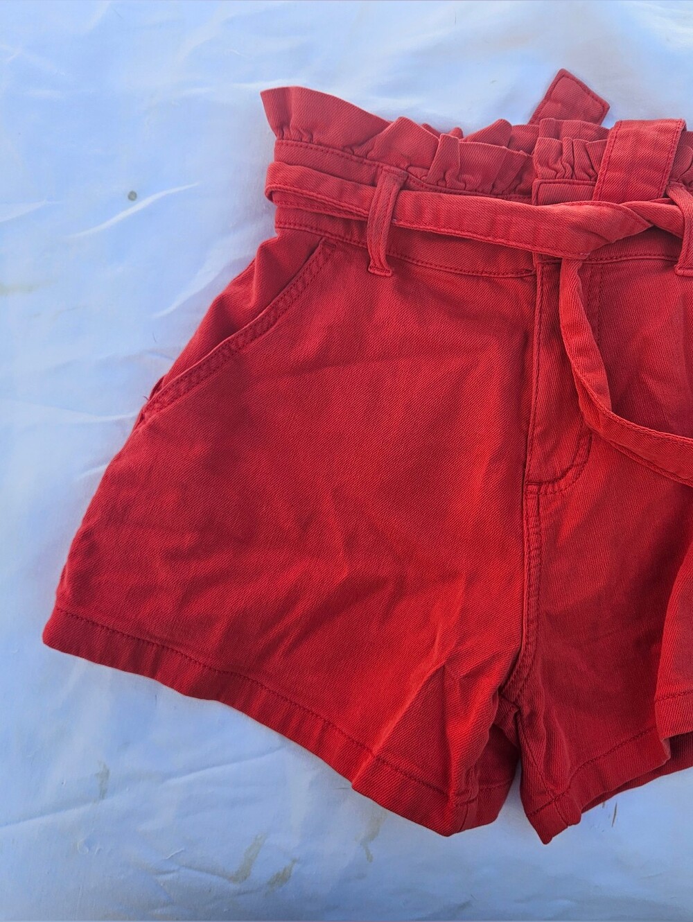 LC Lauren Conrad Red High-Waist Paperbag Tie Shorts